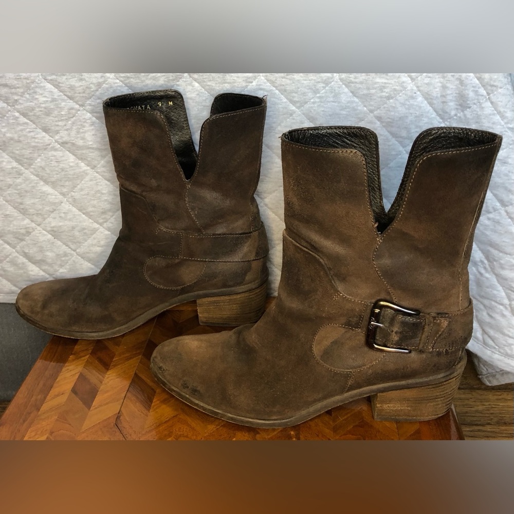 Donald Pliner Donata distressed suede boot in dark brown - Picture 3 of 15